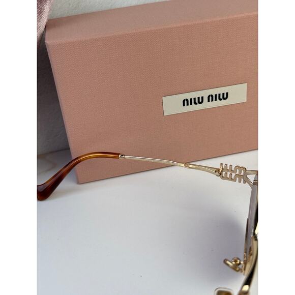 NEW Miu Miu MU52YS Violet Purple Gold Metal Sunglasses